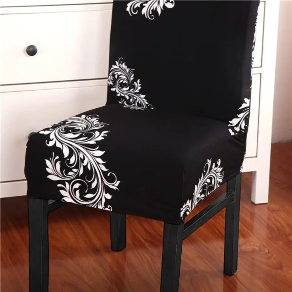 6 Pack Slipcovers High Back Chairs Cover Stretch Slipcover, Black White Wing